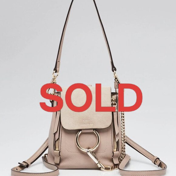 Chloe Motty Grey Leather and Suede Mini Faye Backpack Bag 595